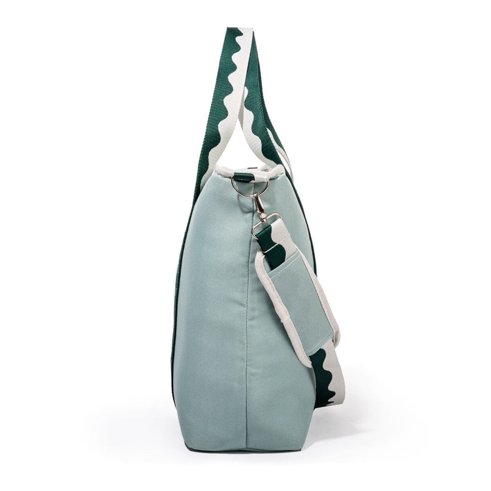 Chic Green and Cream Cooler Tote with Dual Color Handles - Picture 3 of 7